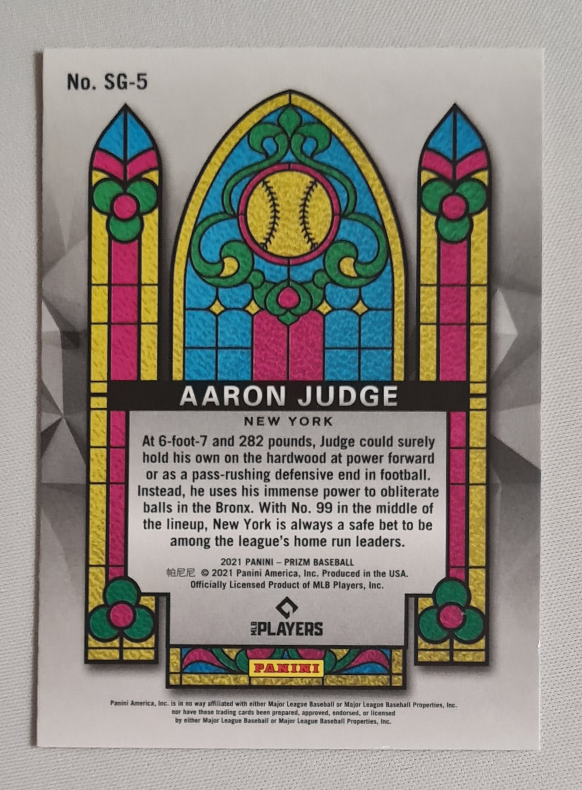 Aaron Judge - 2021 Panini Prizm Baseball MLB New York #SG-5 Stained Glass