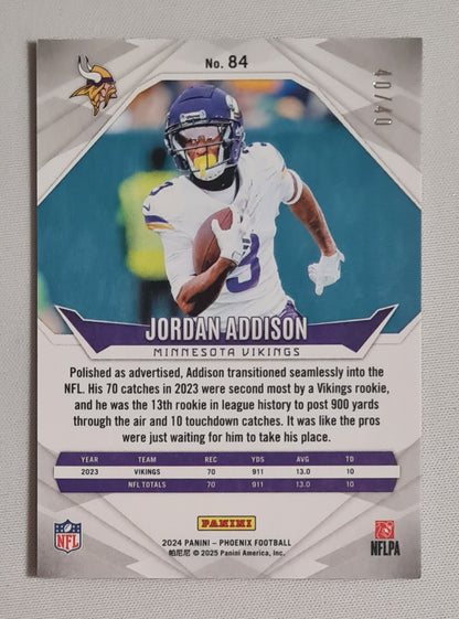 Jordan Addison - 2024 Panini Phoenix Football NFL Minnesota Vikings #84  Pink Fade /40