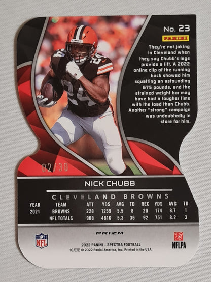 Nick Chubb - 2022 Panini Spectra Football NFL Cleveland Browns #23 Die Cut Neon Green Prizm /30