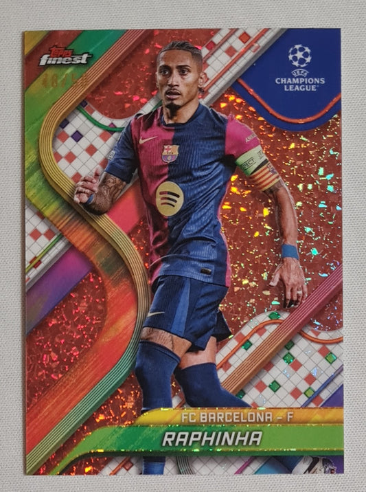 Raphinha - 2025 Topps Finest (CL) FC Barcelona #132 Rose Gold Mini Diamond Refractor /50