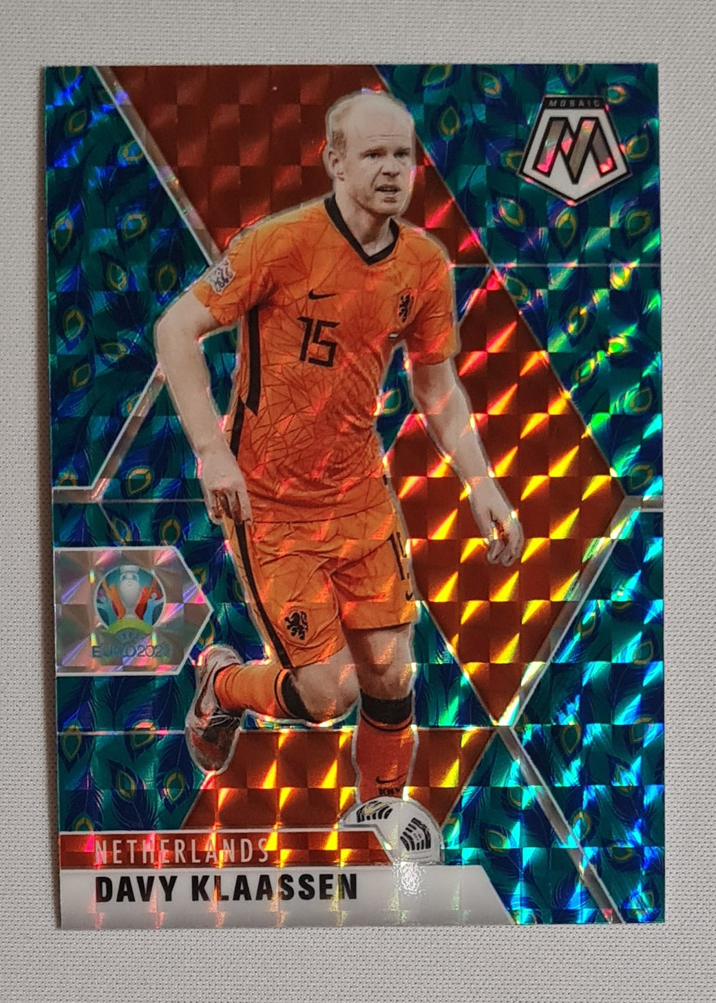 Davy Klaassen - 2021 Panini Mosaic UEFA Euro Soccer National Team KNVB Netherlands #146 Peacock Prizm