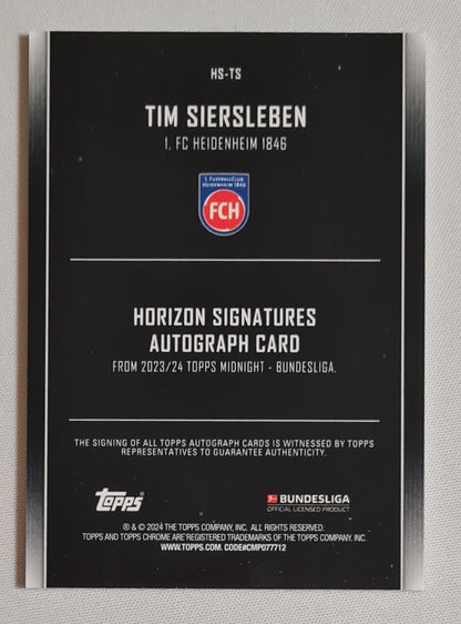 Tim Siersleben - 2024 Topps Bundesliga - Midnight - 1. FC Heidenheim 1846 #HS-TS /99 /Autograph