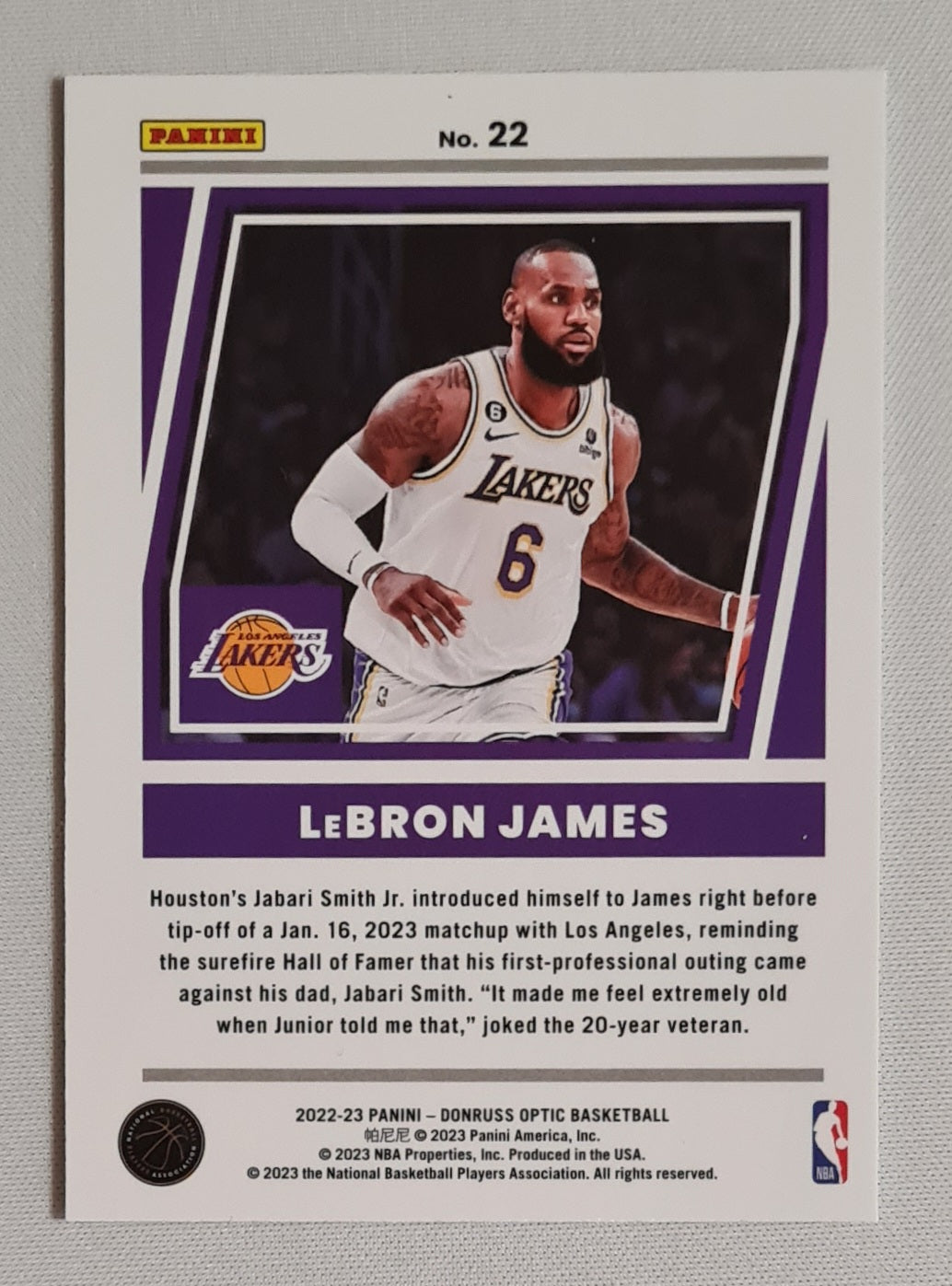 LeBron James - 2022/23 Panini Donruss Optic Basketball NBA LA Lakers Elite Dominators #22
