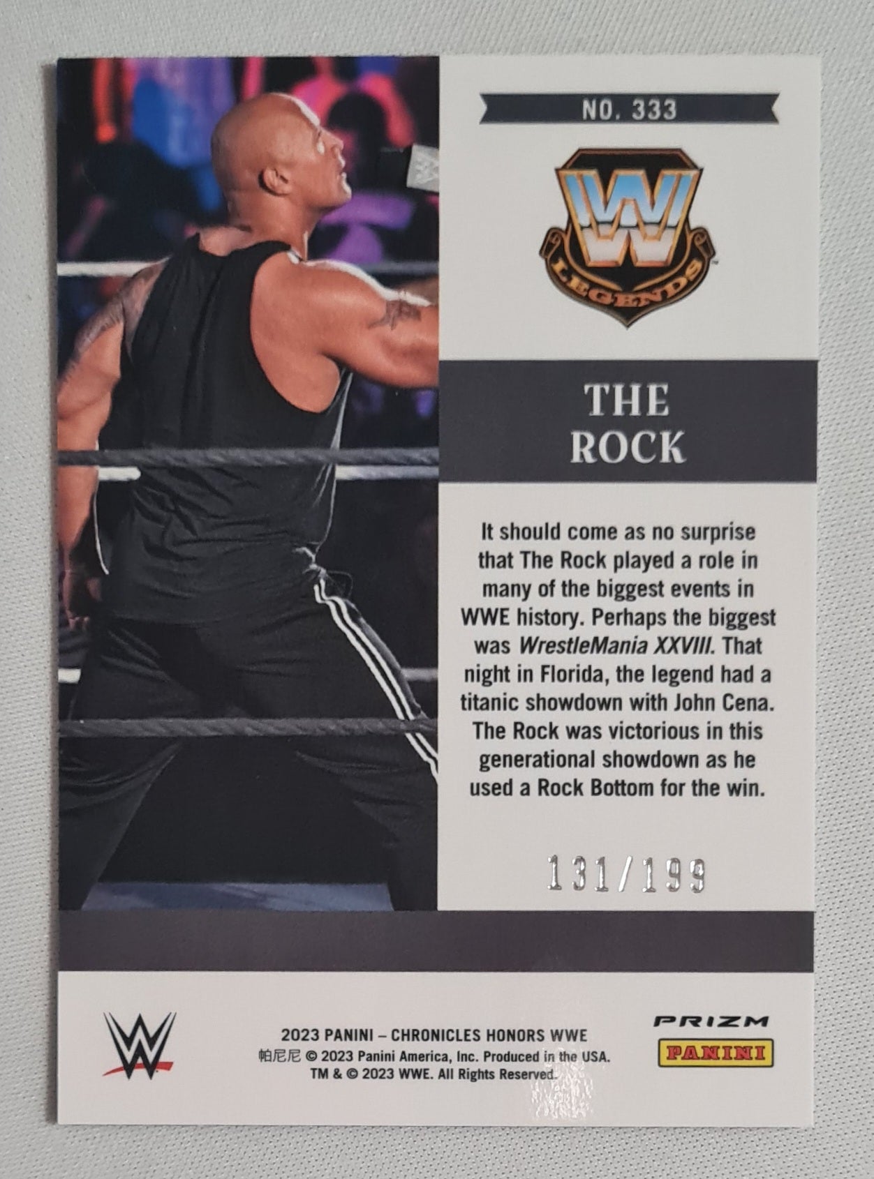 The Rock - 2023 Panini Chronicles Honors WWE Wrestling Legends #333 Red Refractor /199