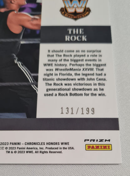The Rock - 2023 Panini Chronicles Honors WWE Wrestling Legends #333 Red Refractor /199