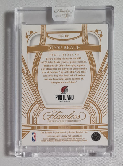 Duop Reath - 2023/24 Panini Flawless Basketball NBA Portland Trailblazers #66 /10 + Flawless Diamond