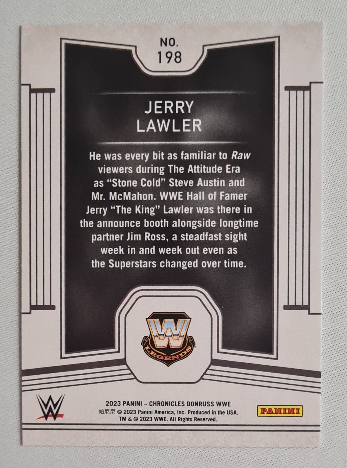 Jerry Lawler - 2023 Panini Chronicles Donruss WWE Wrestling Legends - Voices of the Ring - The King Jerry Lawler #198