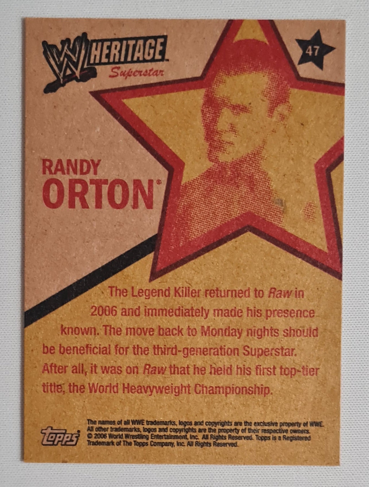 Randy Orton - 2006 Topps WWE Heritage Wrestling Superstar #47