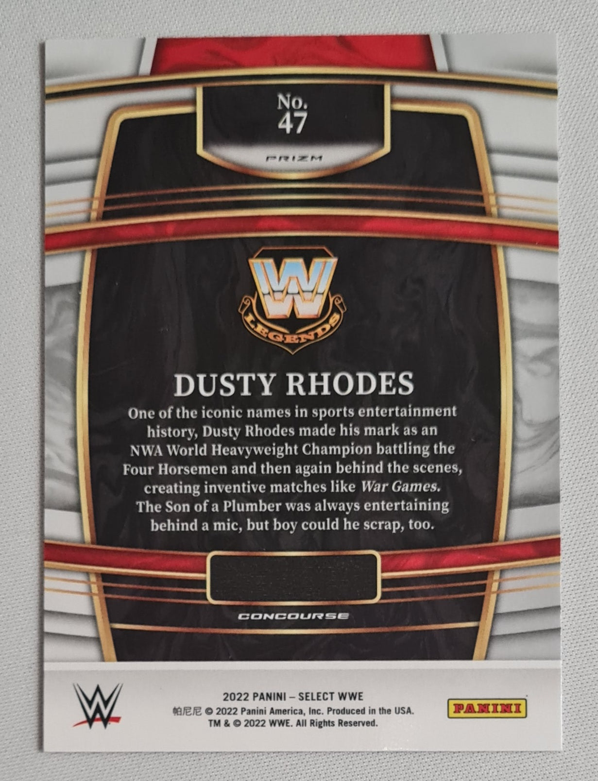 Dusty Rhodes - 2022 Panini Select Prizm WWE Wrestling Legends #47 Orange Concourse