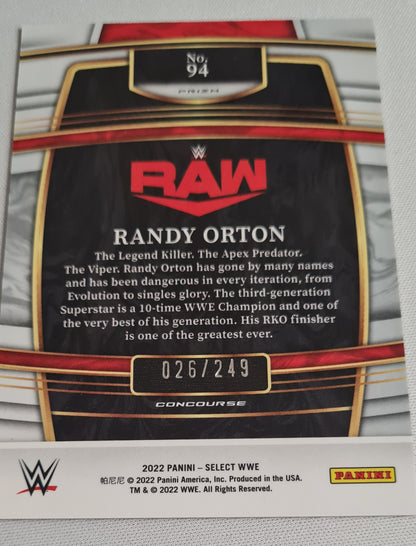 Randy Orton - 2022 Panini Select WWE Wrestling RAW #94 Red Prizm Concourse /249