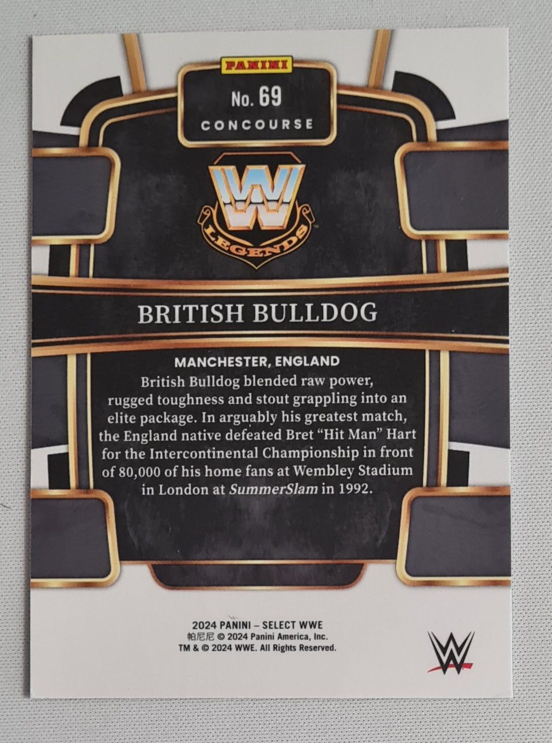 British Bulldog - 2024 Panini Select WWE Wrestling #69 Red/White/Blue Prizm Concourse