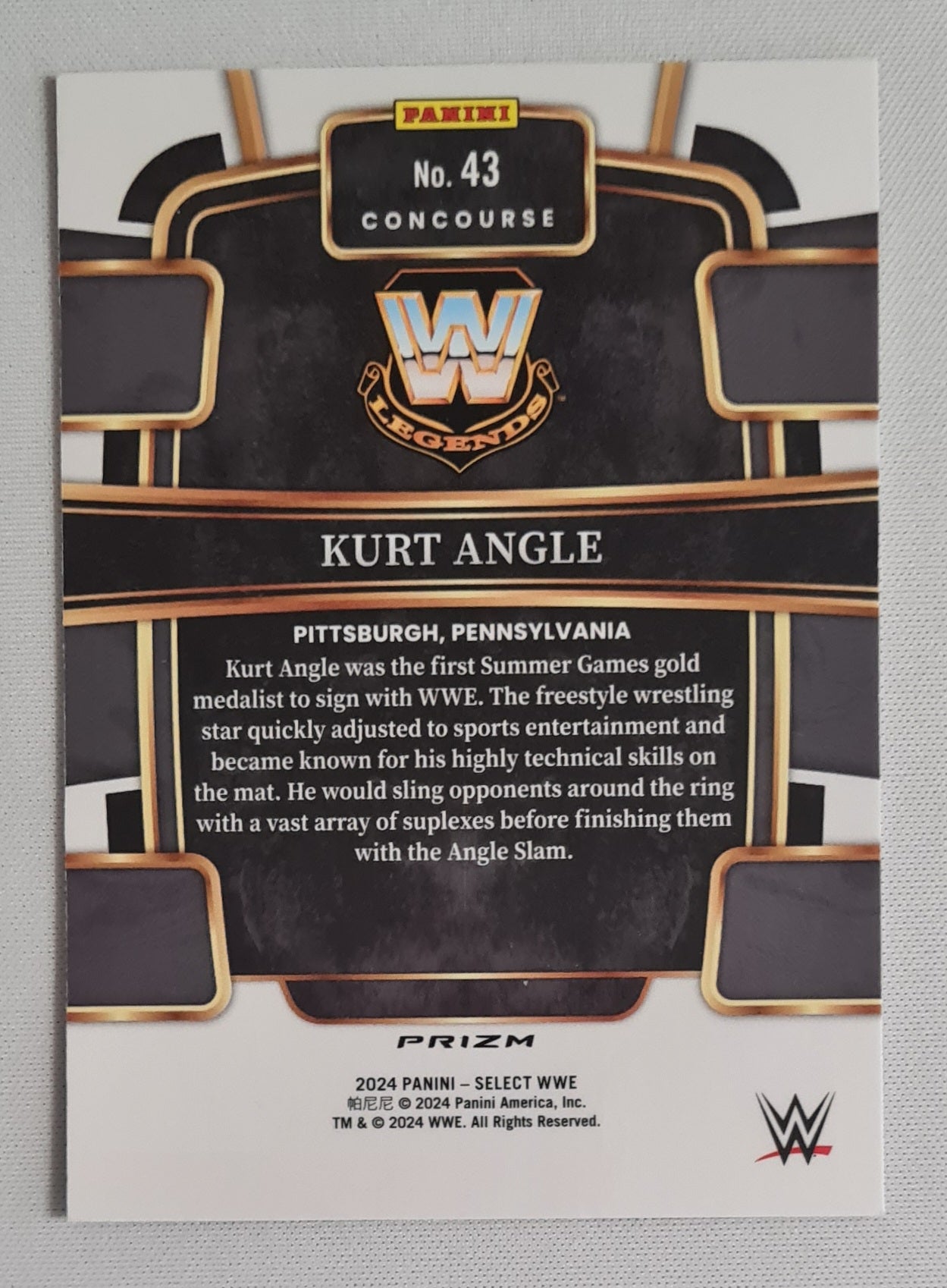 Kurt Angle - 2024 Panini Select WWE Wrestling #43 Red/White/Blue Prizm Concourse