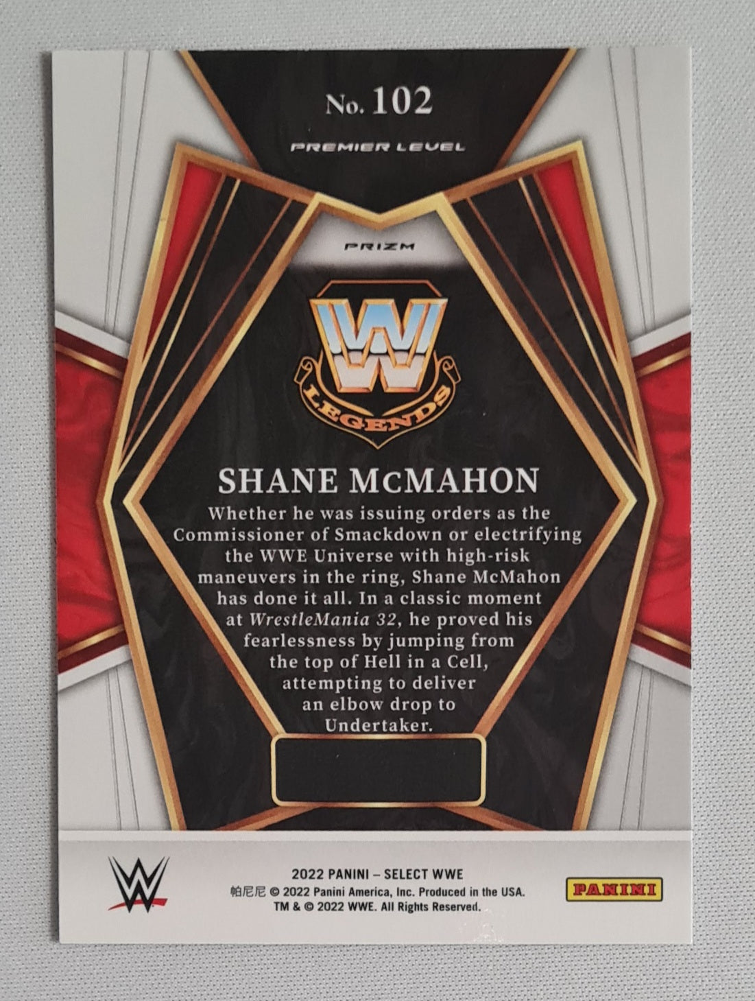 Shane McMahon - 2022 Panini Select WWE Wrestling Legends #102 Prizm Premier Level Refractor