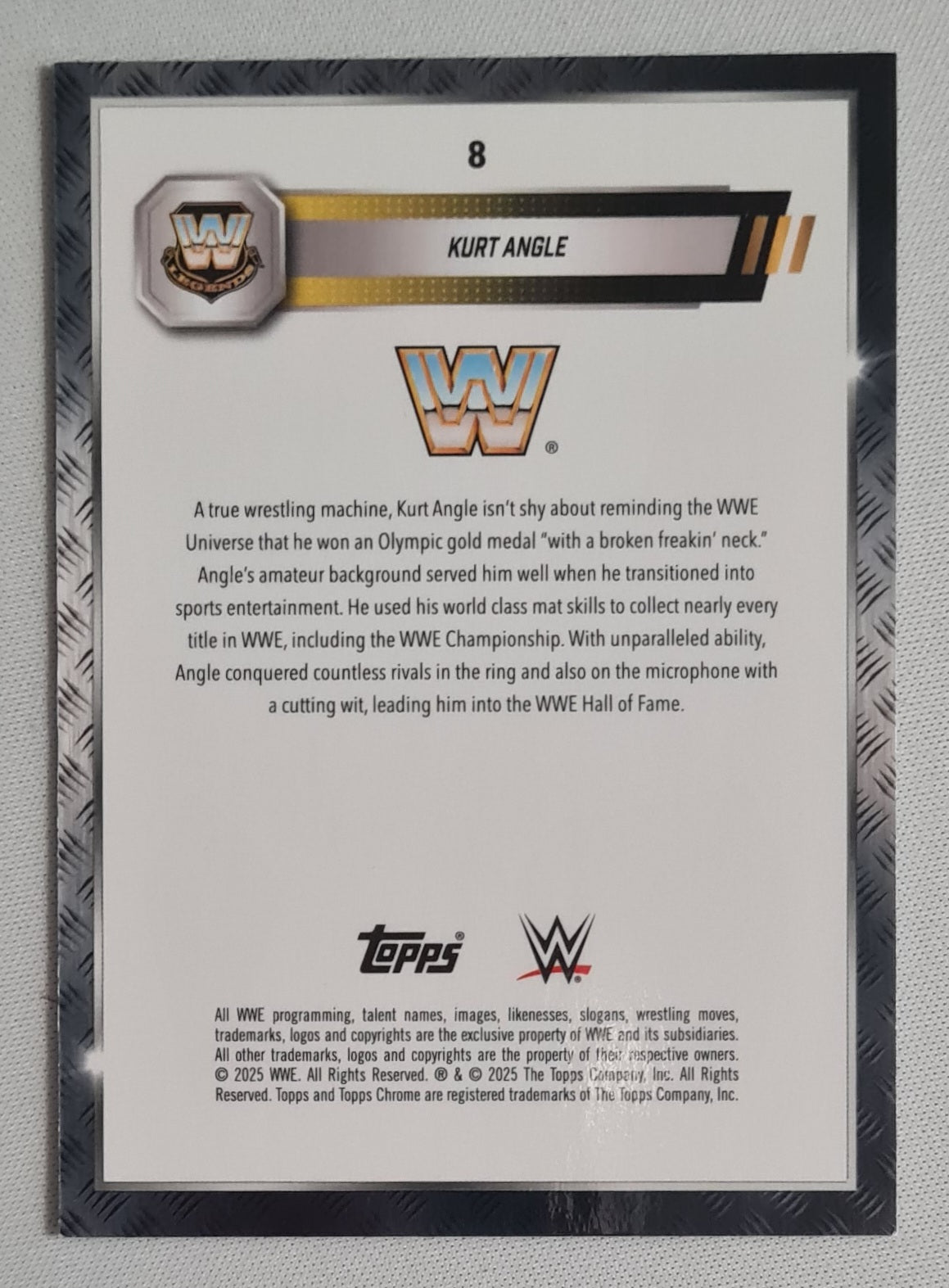 Kurt Angle - 2025 Topps Chrome WWE Wrestling Legends #8 Purple Refractor