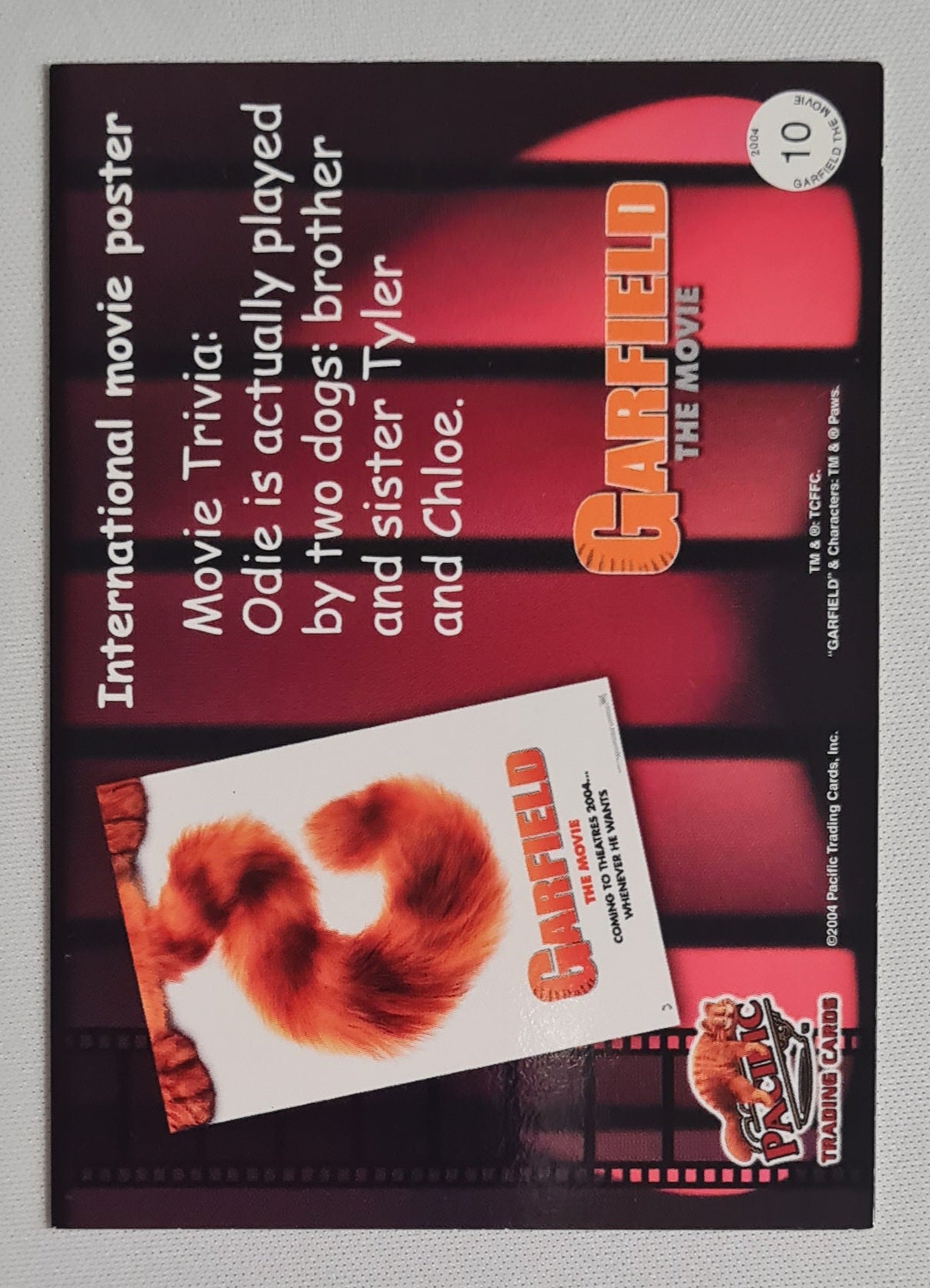 Garfield - 2004 Pacific Trading Cards Inc. International movie poster Promo Card #10