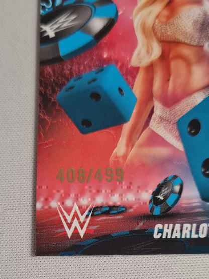 Charlotte Flair - 2025 Topps WWE Wrestling - WrestleMania - Las Vegas #WM-13 Blue Dice /499