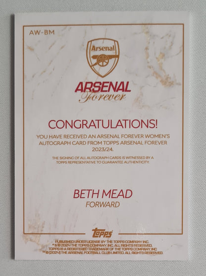 Beth Mead - 2024 Topps Certified Autograph Card Arsenal Forever #AW-BM /Autograph