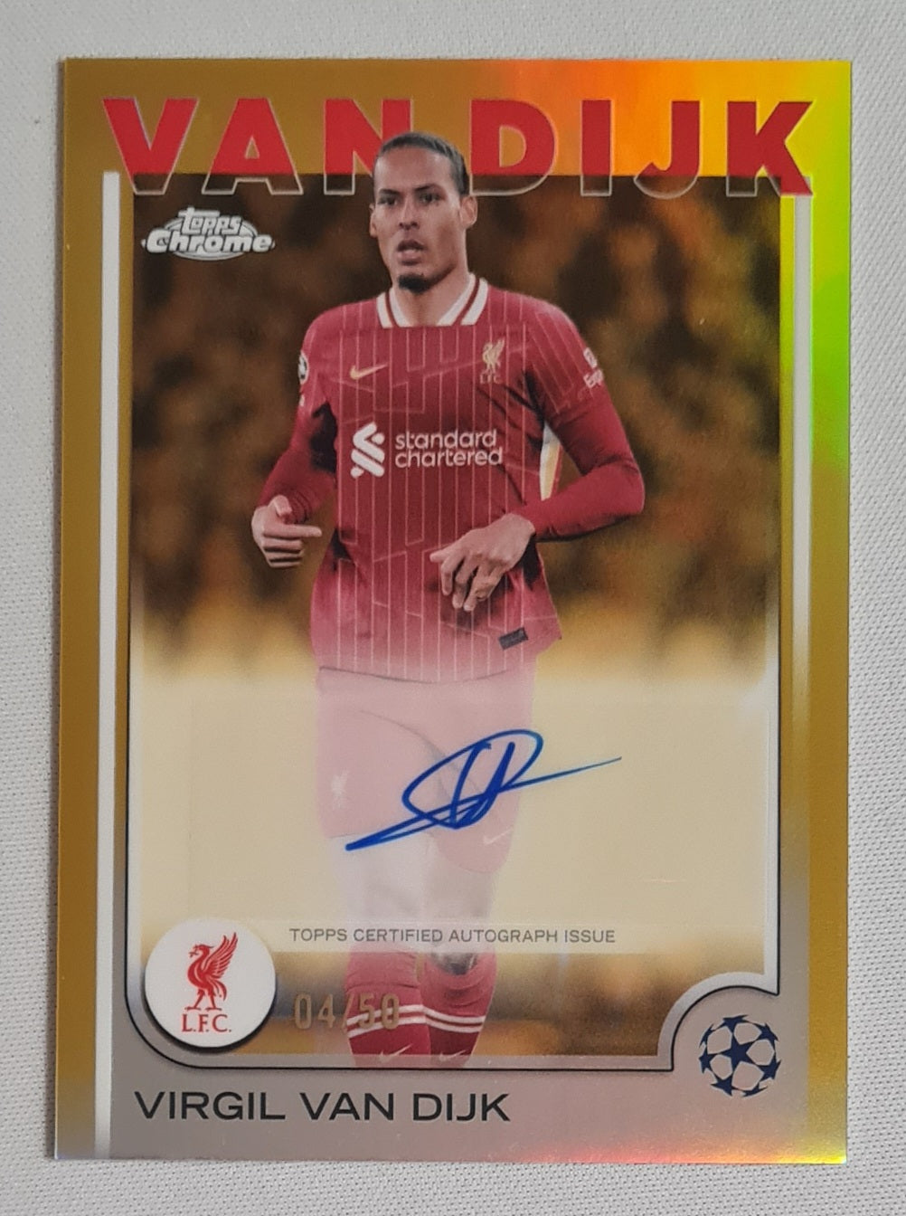 Virgil van Dijk - 2025 Topps Chrome UEFA Club Competition Liverpool FC #CA-VV Gold /50 Autograph
