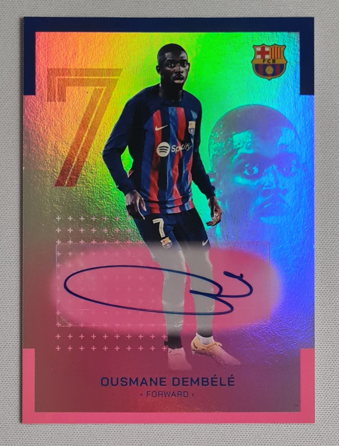 Ousmane Dembele - 2022/23 Topps FC Barcelona Team Set #AU-OD /99 Pink Foil Autograph