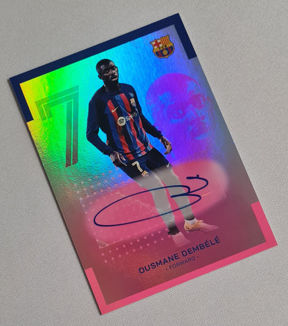 Ousmane Dembele - 2022/23 Topps FC Barcelona Team Set #AU-OD /99 Pink Foil Autograph