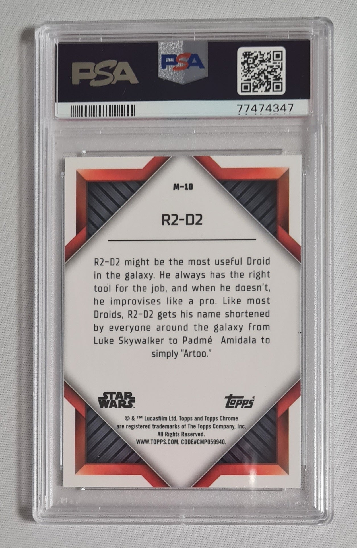 R2 D2 "Artoo" - 2023 Topps Chrome Star Wars Monkers #M10 PSA 9 MINT