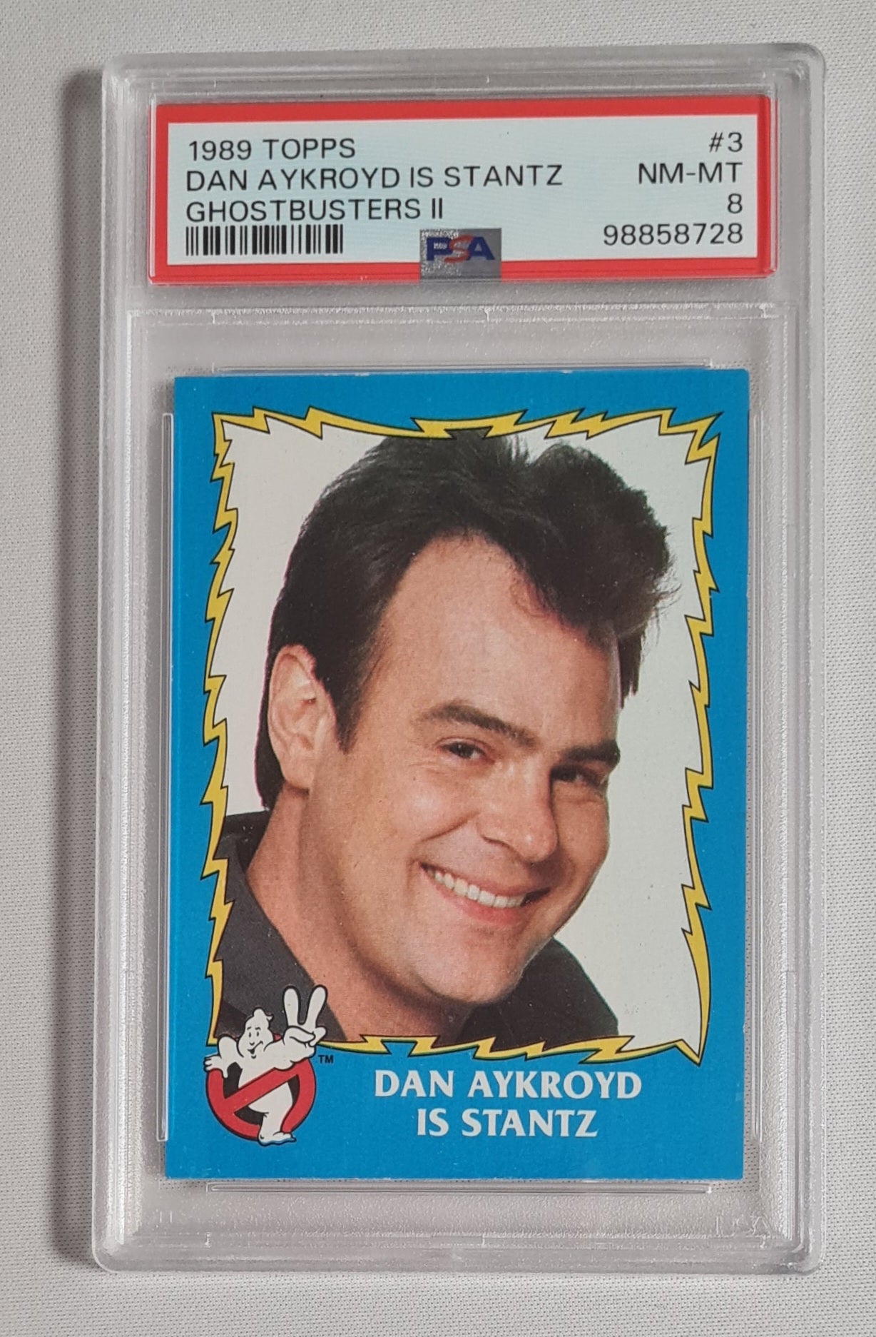Ghostbusters II - 1989 Topps Featuring: Dan Aykroyd is Stantz #3 PSA 8 NM-MT