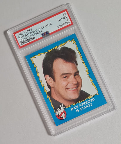 Ghostbusters II - 1989 Topps Featuring: Dan Aykroyd is Stantz #3 PSA 8 NM-MT