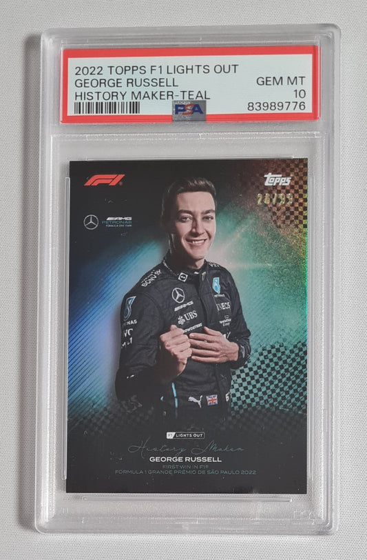 George Russell - 2022 Topps F1 Lights out - History Maker - /99 Teal PSA 10 GEM MT