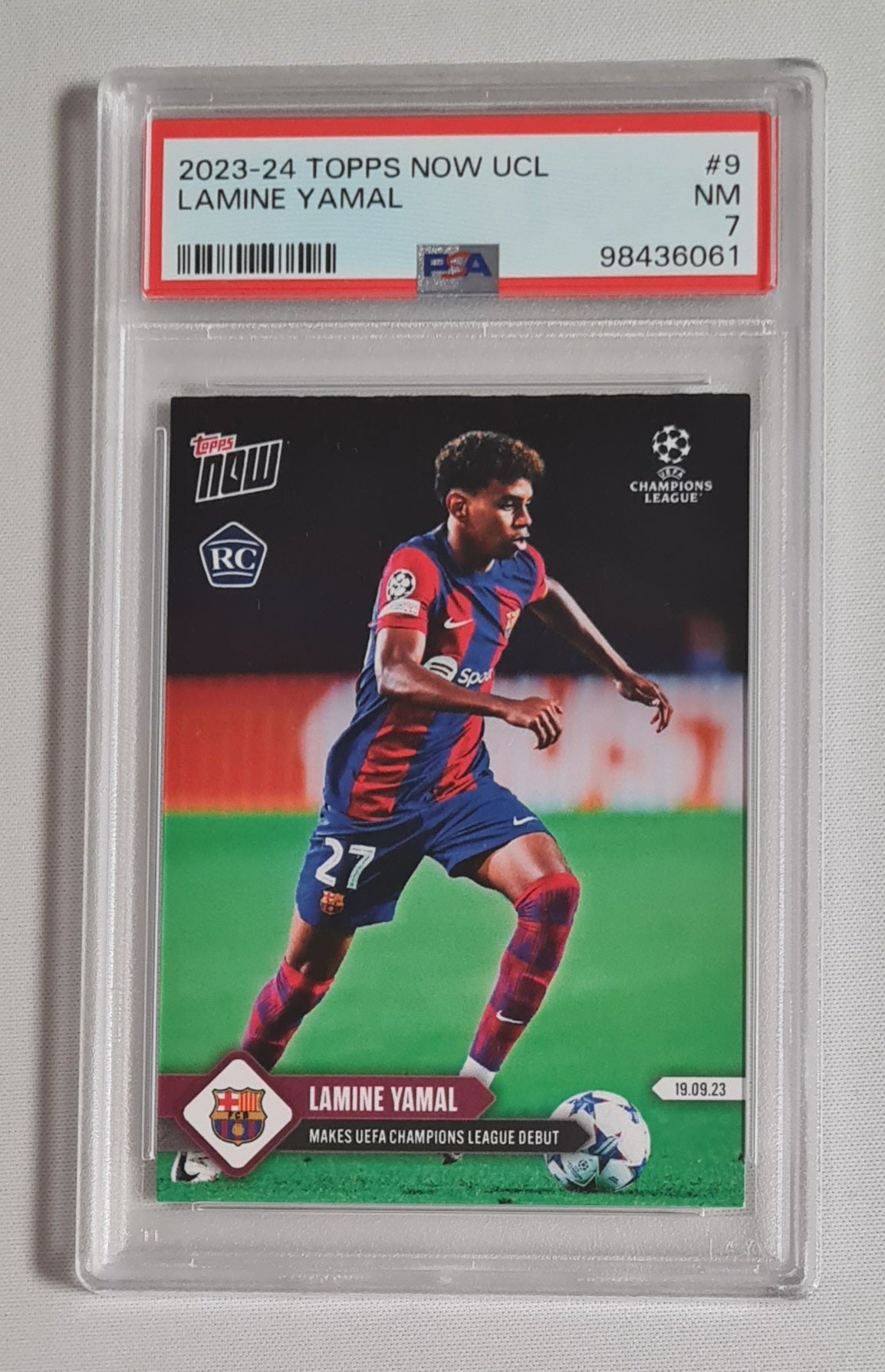 Lamine Yamal - 2023/24 Topps Now UCL (RC) FC Barcelona #9 PSA 7 NM