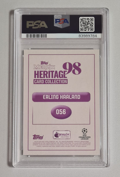 Erling Haaland - 2022/23 Topps Merlin Heritage 1998 UCC Manchester City #56 Blue /40 PSA 8 NM-MT