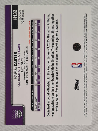 Devin Carter - 2025 Topps Holiday NBA Basketball Set Sacramento Kings #H132