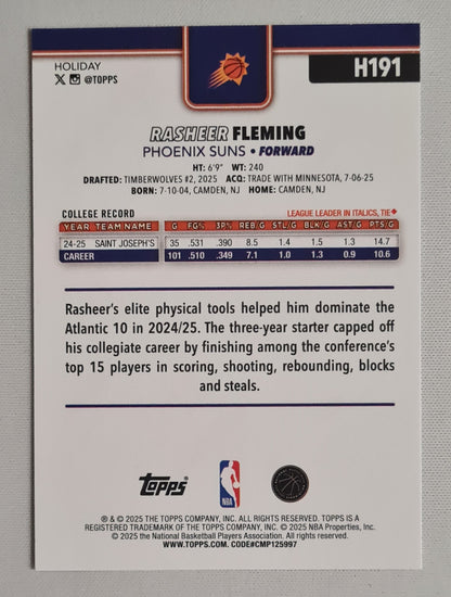 Rasheer Fleming - 2025 Topps Holiday Snowflake Glitter - NBA Basketball Phoenix Suns (RC) #H191