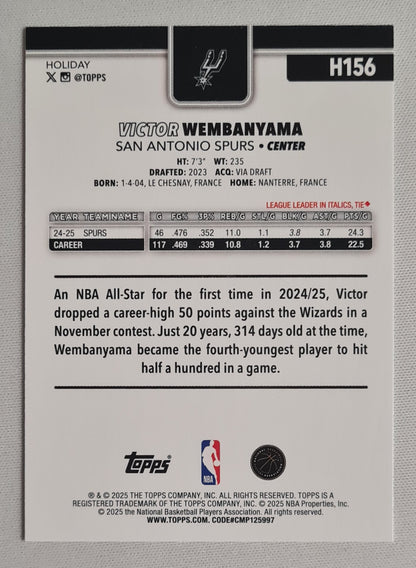 Victor Wembanyama - 2025 Topps Holiday - NBA Basketball San Antonio Spurs #H156