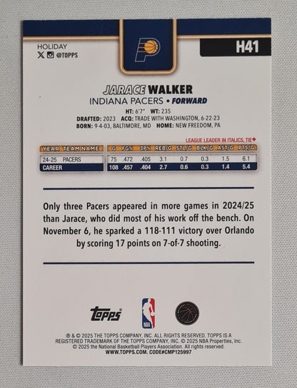 Jarace Walker - 2025 Topps Holiday Snowflake Glitter - NBA Basketball Indiana Pacers #H41
