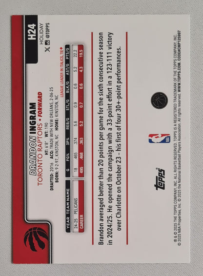 Brandon Ingram - 2025 Topps Holiday Snowflake Glitter - NBA Basketball Toronto Raptors #H24