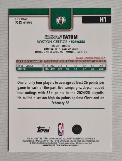 Jayson Tatum - 2025 Topps Holiday NBA Basketball Boston Celtics #H1