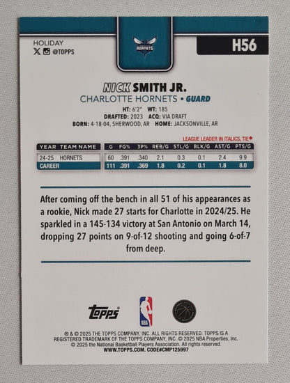 Nick Smith Jr. - 2025 Topps Holiday NBA Basketball Charlotte Hornets #H56