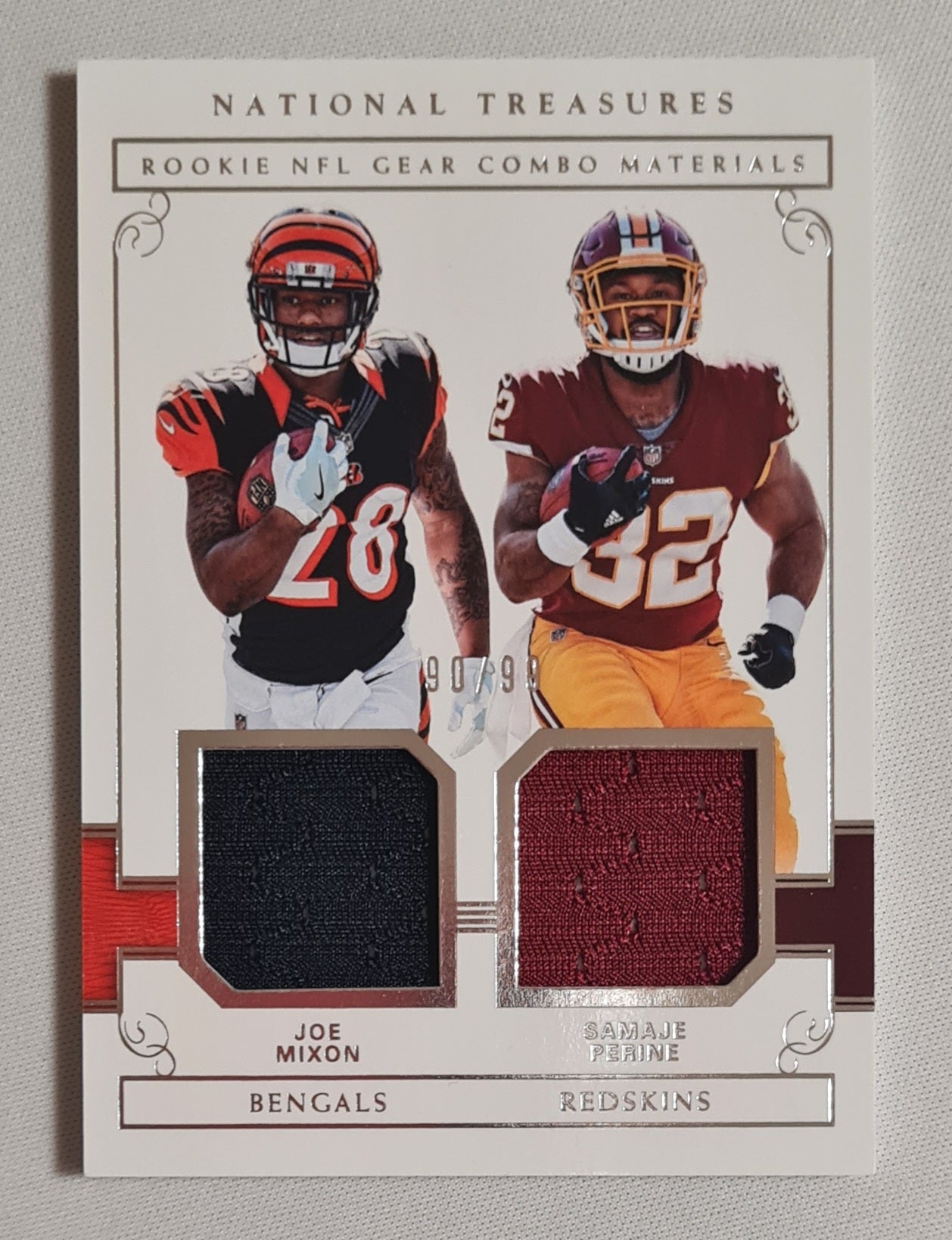 Joe Mixon & Samaje Perine - 2017 Panini National Treasure Football NFL #2 /dual Patch - Player Worn!