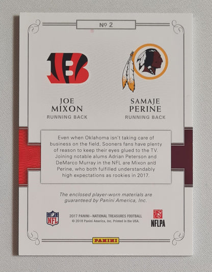 Joe Mixon & Samaje Perine - 2017 Panini National Treasure Football NFL #2 /dual Patch - Player Worn!