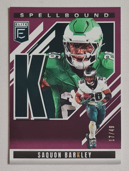 Saquon Barkley - 2025 Panini Donruss Elite Football Spellbound #4 Letter K /49
