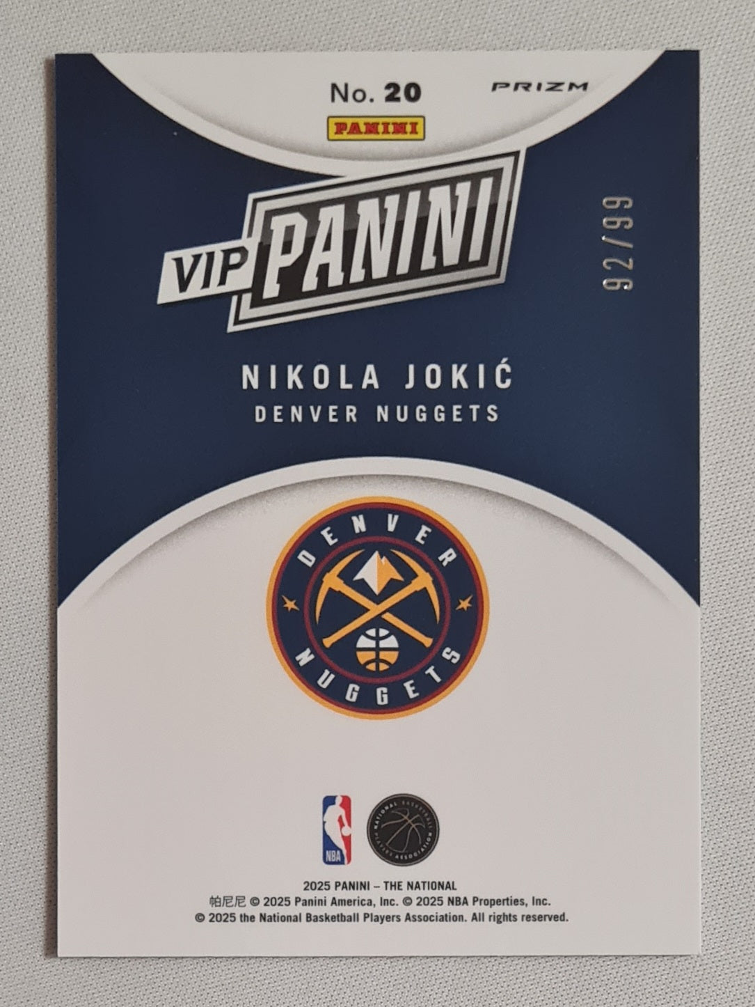 Nikola Jokic - 2025 Panini National VIP Panini Red Ice Denver Nuggets #20 /99