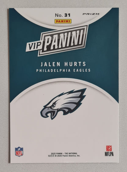 Jalen Hurts - 2025 Panini The National VIP Panini Philadelphia Eagles Prizm Football - Gold Pack Baja Tiger #31