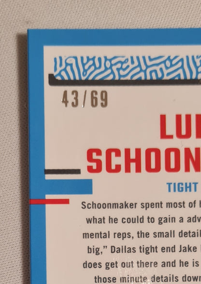 Luke Schoonmaker - 2023 Panini Donruss Optics Football NFL Dallas Cowboys Rated Rookie #227 Yellow Prizm /69