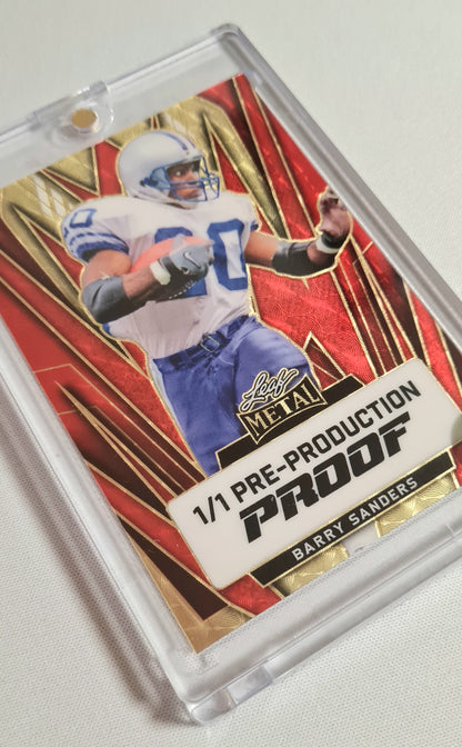 Barry Sanders - Leaf Metal 1/1 Pre-Production Proof Card Football (Red & Gold)