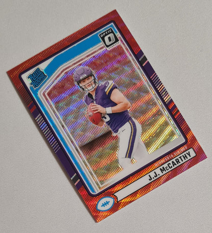 J.J. McCarthy - 2024 Panini Donruss Football NFL Minnesota Vikings Rated Rookie #303 Optic Preview Red Wave