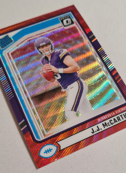 J.J. McCarthy - 2024 Panini Donruss Football NFL Minnesota Vikings Rated Rookie #303 Optic Preview Red Wave