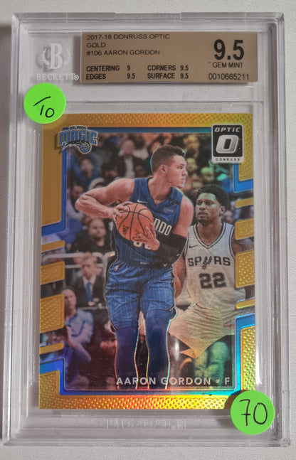 Aaron Gordon - 2017/18 Panini Donruss Optic Basketball NBA Orlando Magic #106 Gold /10 Beckett 9.5 GEM MINT