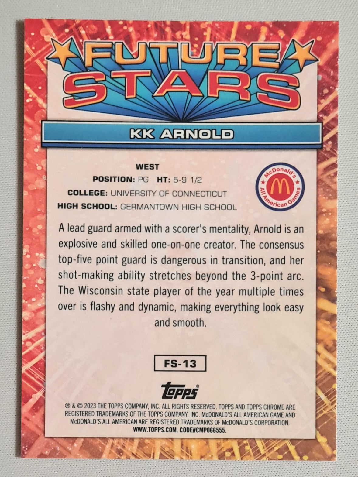 KK Arnold - 2023 Topps Chrome WNBA Future Stars - All American Games #FS-13-UConn