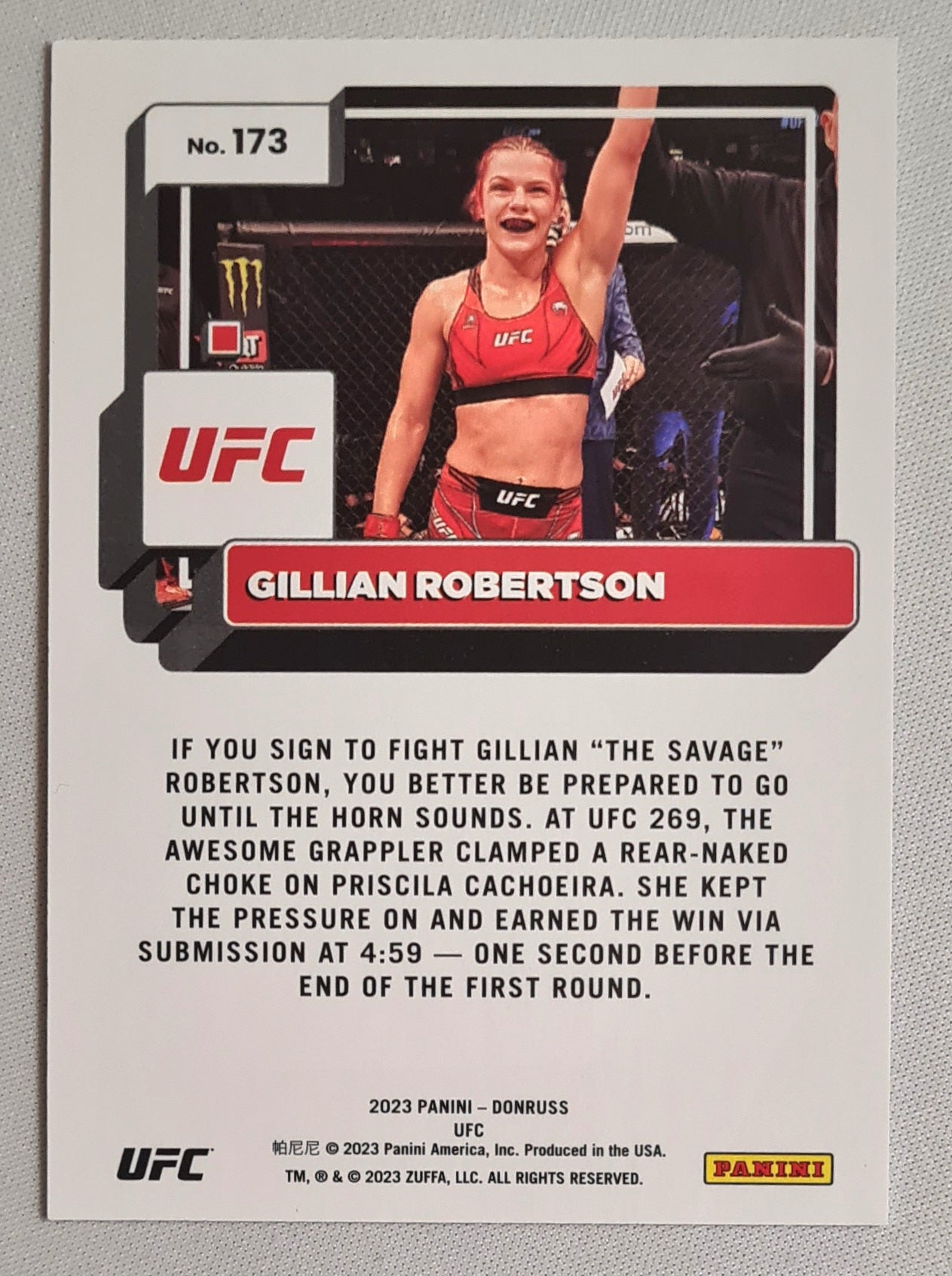 Gillian Robertson - 2023 Panini Donruss UFC Women Fighter Flyweight #173 Purple Laser /99