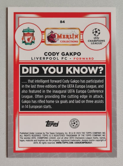 Cody Gakpo - 2023 Topps Merlin Collection Liverpool FC #84 Rose Gold Shimmer /299